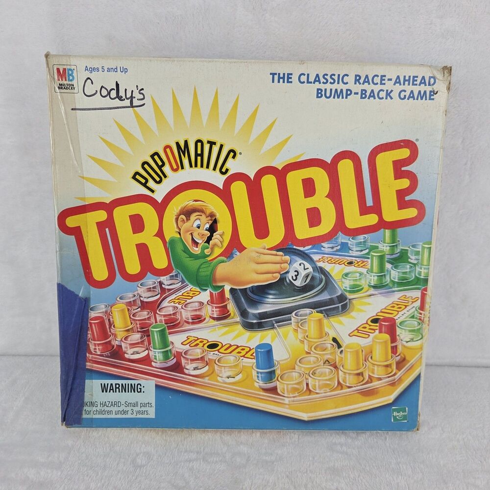 Vintage 1998 Trouble Board Game Pop-o-matic Dice MB Complete